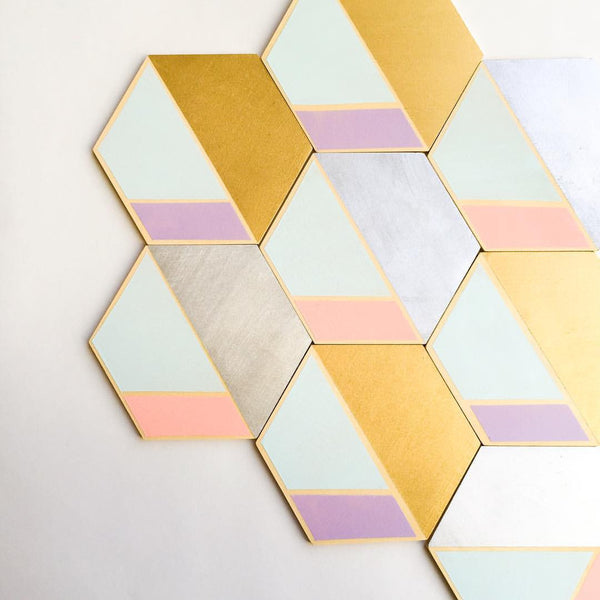 Hexagon Wooden Coasters, Pink - Planning Pretty