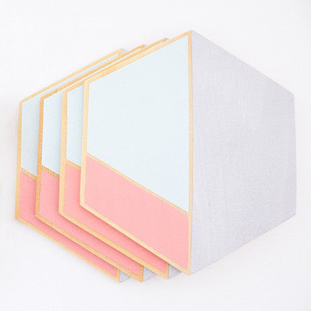 Hexagon Wooden Coasters, Pink - Planning Pretty