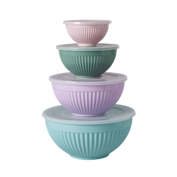 Melamine Bowls Set of 4 with Plastic Lid Extraordinary Mix by RICE - Planning Pretty