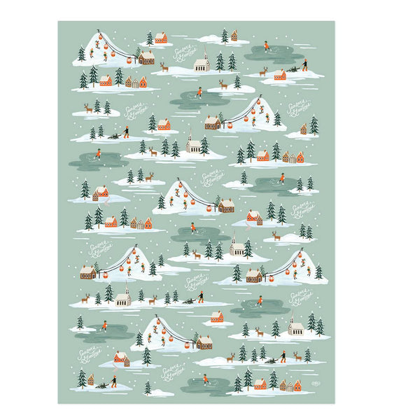 Holiday Snow Scene Gift Wrap - Planning Pretty